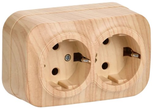 Розетка с заземлением накладная IEK Glory РС22-3-ХС 2-м. сосна фото Розетка с заземлением накладная IEK Glory РС22-3-ХС 2-м. сосна картинка